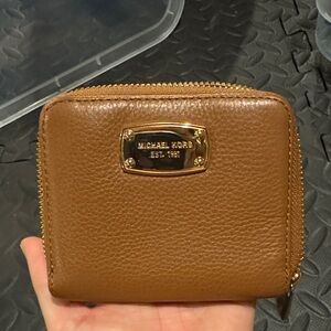 Michael Kors Tan Leather Wallet with Gold Accents